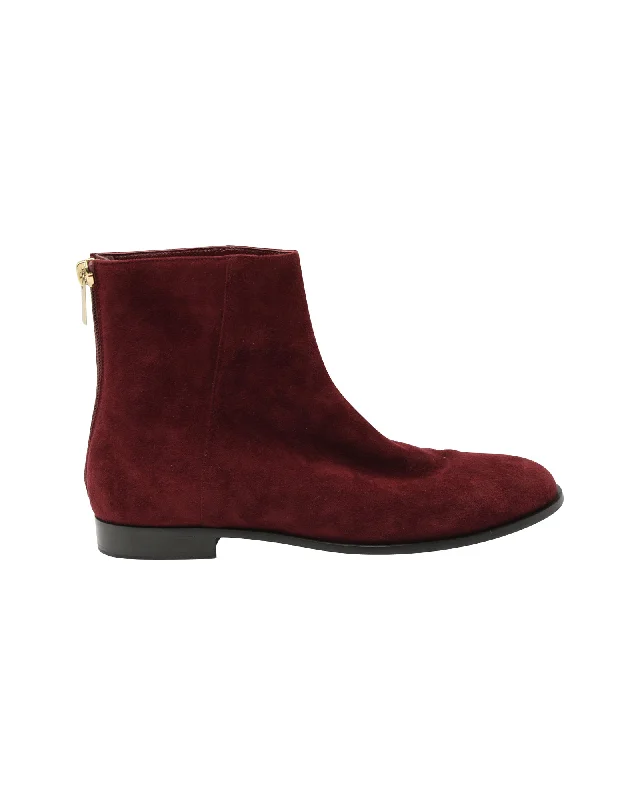 Women's Cozy Winter Boots Jimmy Choo Ankle Boots in Maroon Suede