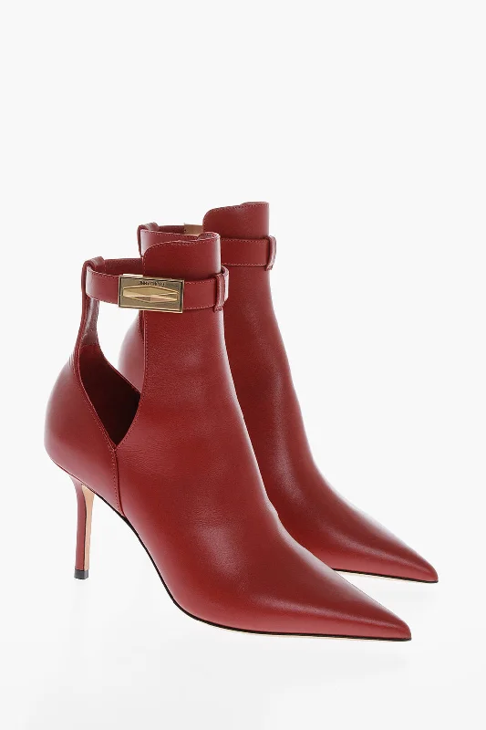 Casual Shoes Sale Jimmy Choo Pointed Leather Booties With Cutouts Heel 9 Cm