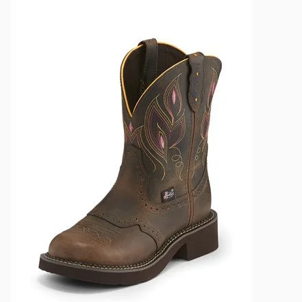 Unleash Your Trend Driven Style Justin Women's Brown and Pink Gemma Shetland Round Toe Boot