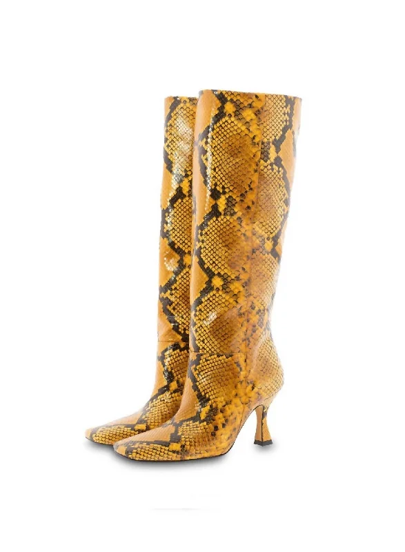 Valentine's Special Leather Bibi Boots In Beige Animal Print