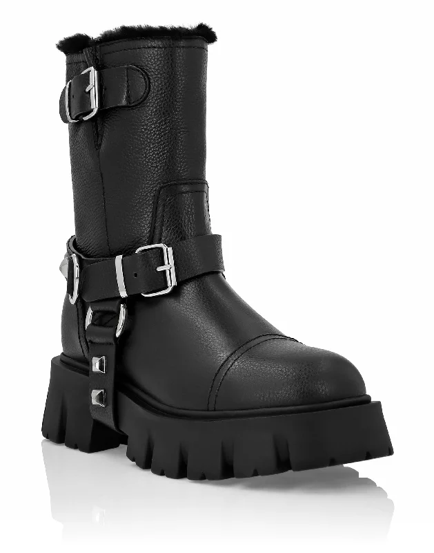 Fashion-Forward Offers Leather Biker Boots Studs