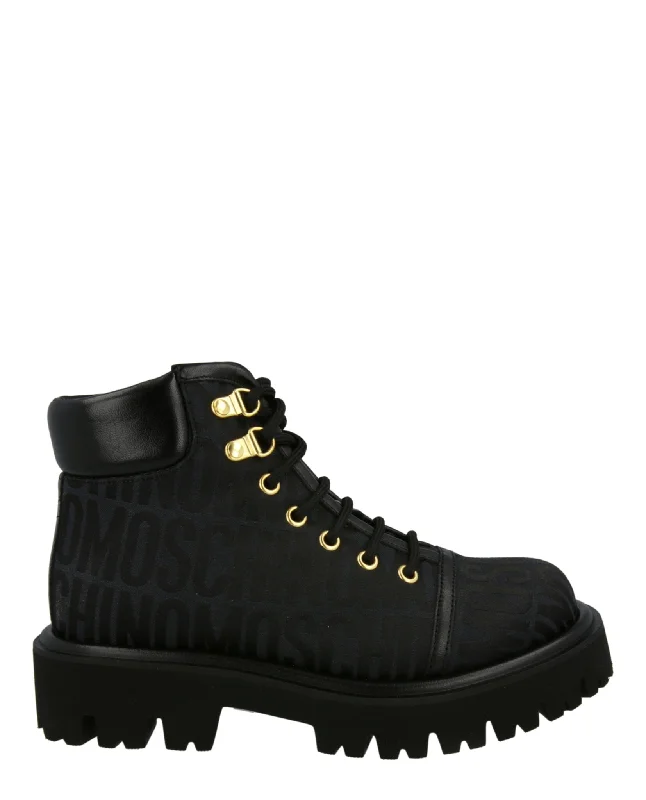 Modern Fashion Loafers Logo Jacquard Lace-Up Ankle Boots