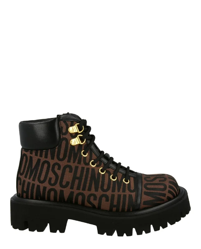 Trendy Outdoor Casual Shoes Logo Jacquard Lace-Up Ankle Boots