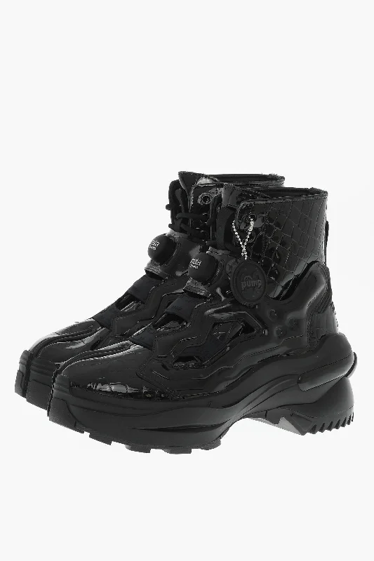 Street-Ready Casual Shoes Maison Margiela Mm2 X Reebok Lace-Up Unisex Tabi Booties With Inflatable Det Street-Ready Casual Shoes Maison Margiela Mm2 X Reebok Lace-Up Unisex Tabi Booties With Inflatable Det