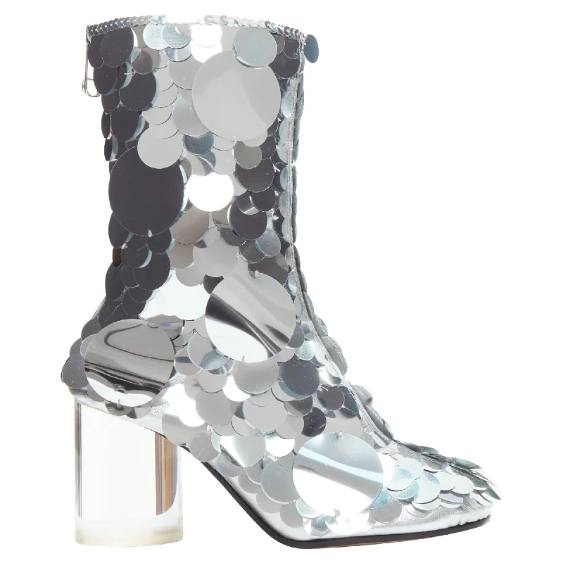 Luxury Casual Deals Maison Margiela silver pailette clear lucite heels ankle boots