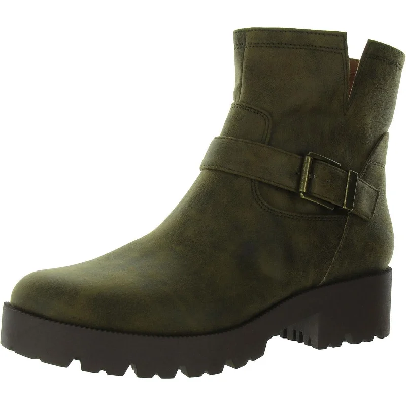 Durable Fashion Picks MILLER-2 Womens Faux Leather Laceless Ankle Boots