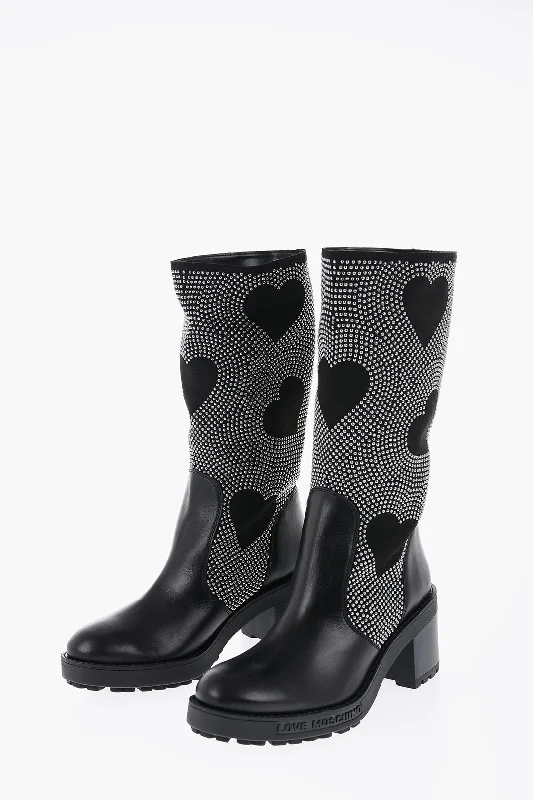 Classic Dress Shoes Sale Moschino Love Studded High-Boots With Leather Details 8Cm Classic Dress Shoes Sale Moschino Love Studded High-Boots With Leather Details 8Cm