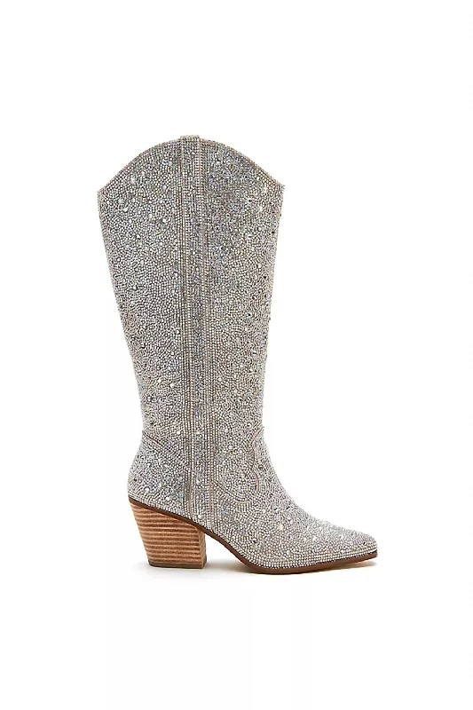 Spring Offer Nashville Rhinestone Boots In Clear