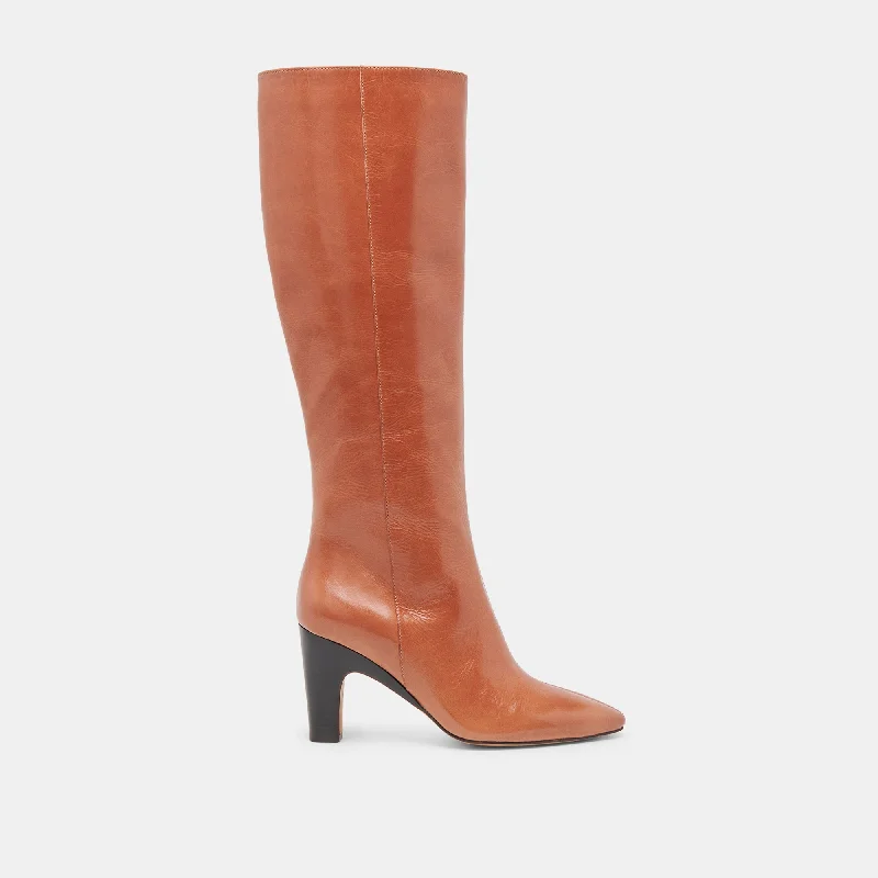 Cozy Indoor Slippers Deals NELAS WIDE CALF BOOTS COGNAC LEATHER