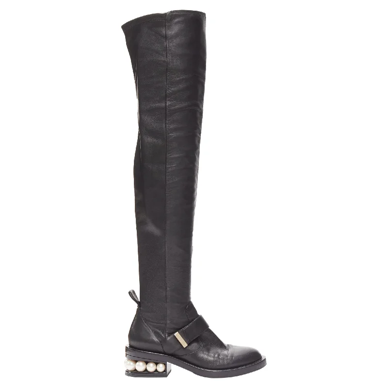 Street Style Discounts Nicolas Kirkwood pearl embellished heel knitee high boots