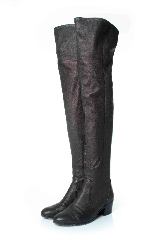 Chic Breathable Shoes Overknee stretch boots in anthracite