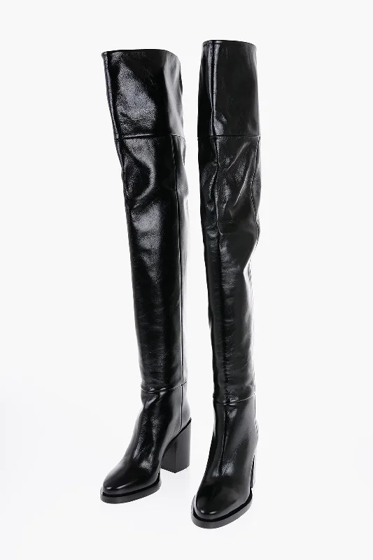 Luxury Fashion Discounts Paris Texas Crinkled Leather Ophelia Boots With Chunky Heel 9Cm Luxury Fashion Discounts Paris Texas Crinkled Leather Ophelia Boots With Chunky Heel 9Cm