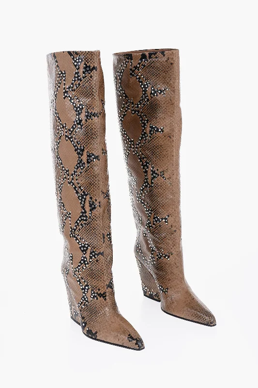 Bold Fashion Footwear Paris Texas Studded Leather Jane Boots 11Cm