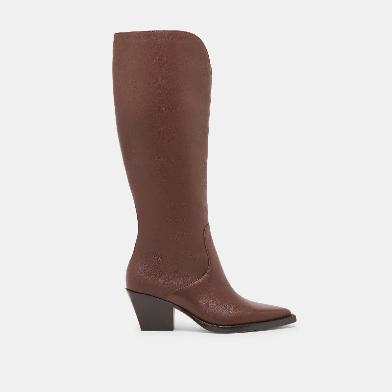 Women's Adventure-Ready Shoes RAJ EXTRA WIDE CALF BOOTS CHOCOLATE LEATHER