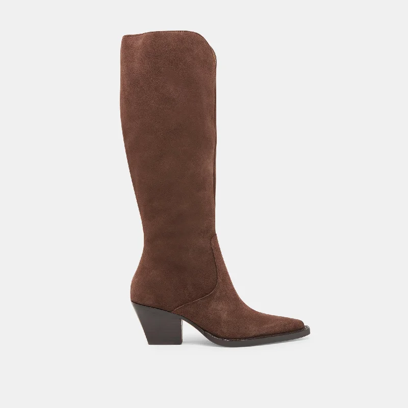 Minimalist Casual Shoes RAJ WIDE CALF BOOTS DK BROWN SUEDE