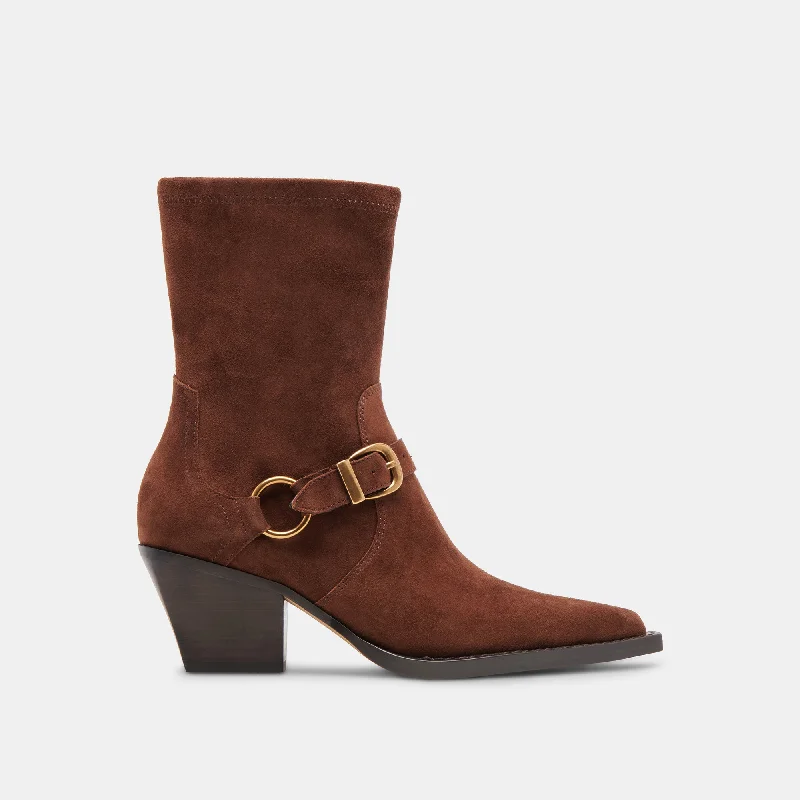 Stylish Savings RAVE WIDE CALF BOOTS DK BROWN SUEDE