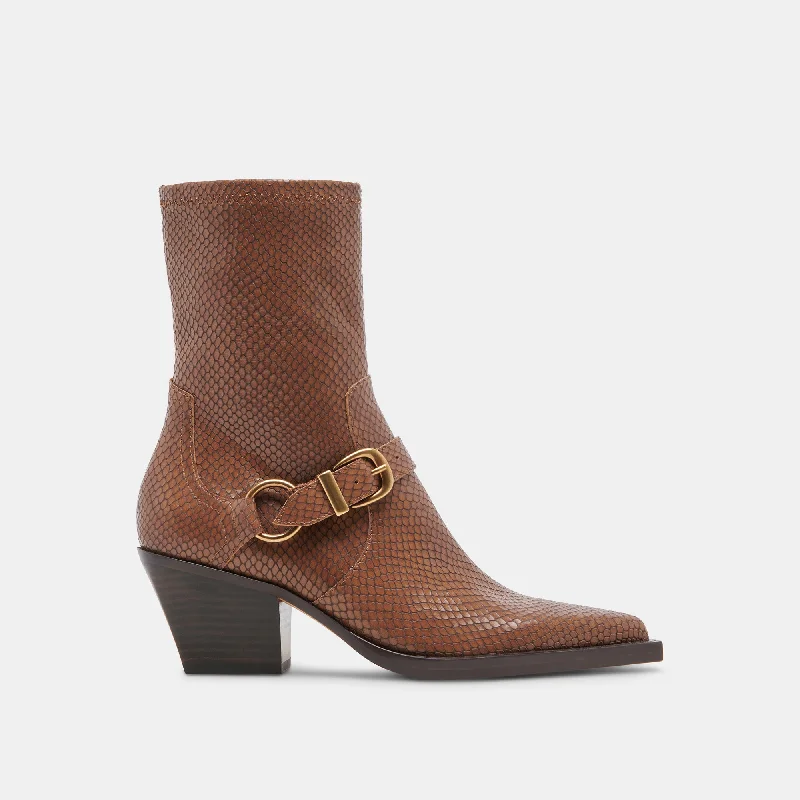 Comfortable Shoes Promotion RAVE WIDE CALF BOOTS SADDLE EMBOSSED LEATHER
