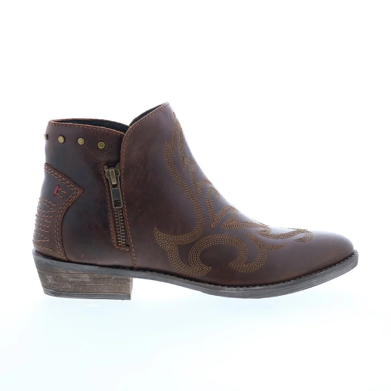 Women's Non-Slip Flats Rawhide 5061 Womens Brown Leather Zipper Cowboy Western Boots Women's Non-Slip Flats Rawhide 5061 Womens Brown Leather Zipper Cowboy Western Boots