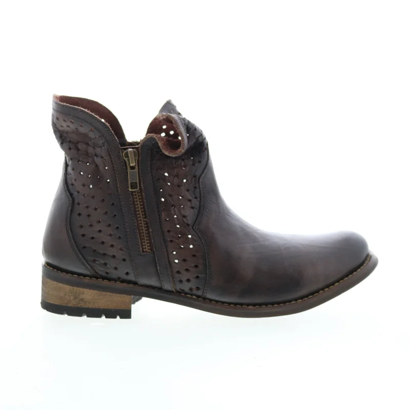 Women's Evening Shoes Rawhide 5931 Womens Brown Leather Zipper Cowboy Western Boots