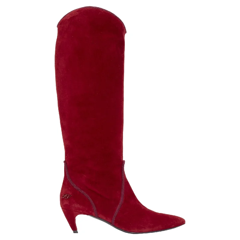 Fashionista Sale Roger Vivier suede piping RV charm kitten heel cowboy boot
