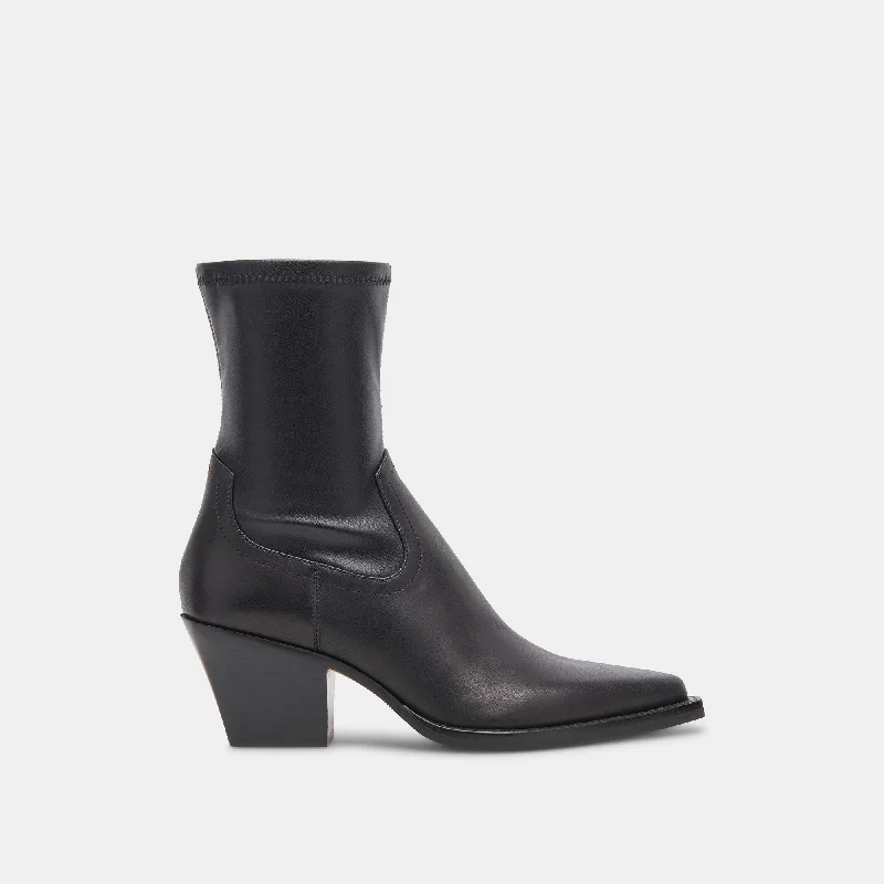 Comfortable Women's Shoes RUTGER WIDE CALF BOOTS BLACK LEATHER