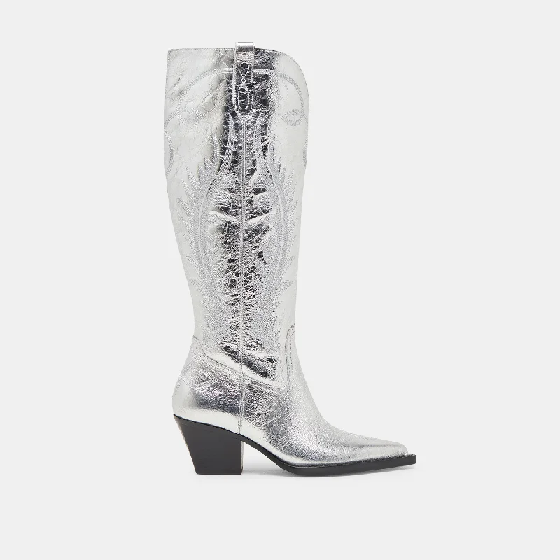 Limited Stock, Big Discounts RYATT EXTRA WIDE CALF BOOTS SILVER DISTRESSED LEATHER Limited Stock, Big Discounts RYATT EXTRA WIDE CALF BOOTS SILVER DISTRESSED LEATHER