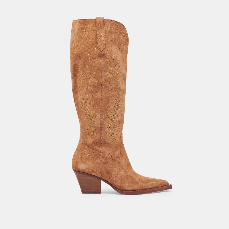 Huge Price Cut RYATT WIDE CALF BOOTS PECAN SUEDE