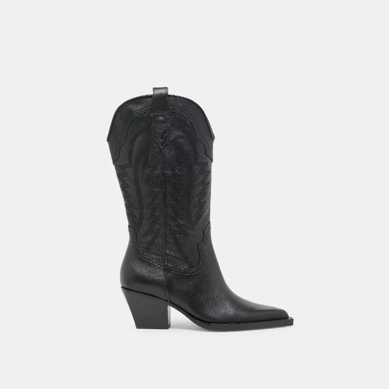 Limited Stock, Big Sale RYLAND EXTRA WIDE CALF BOOTS BLACK LEATHER