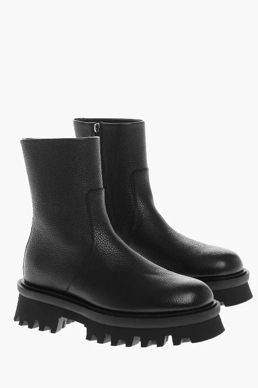 High-Fashion Casual Shoes Salvatore Ferragamo Textured Leather Klem Booties With Carrion Sole High-Fashion Casual Shoes Salvatore Ferragamo Textured Leather Klem Booties With Carrion Sole