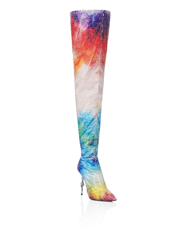 Vintage-Inspired Style Offers Satin Boots Hi-Heels Overknees Tie dye