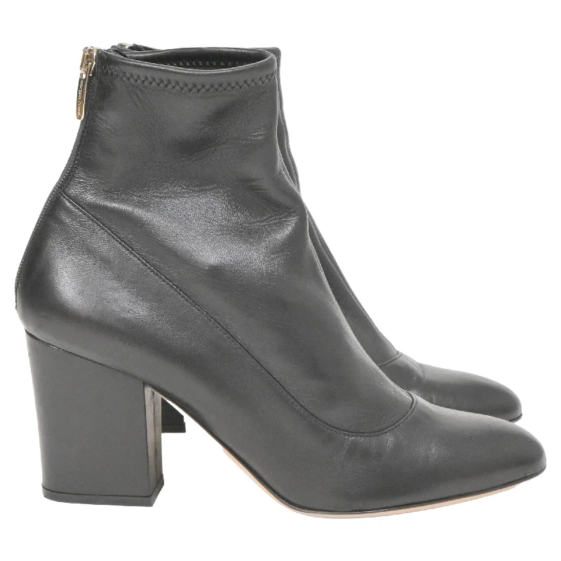 Limited Styles Sergio Rossi Block Heel Ankle Boots in Black Leather