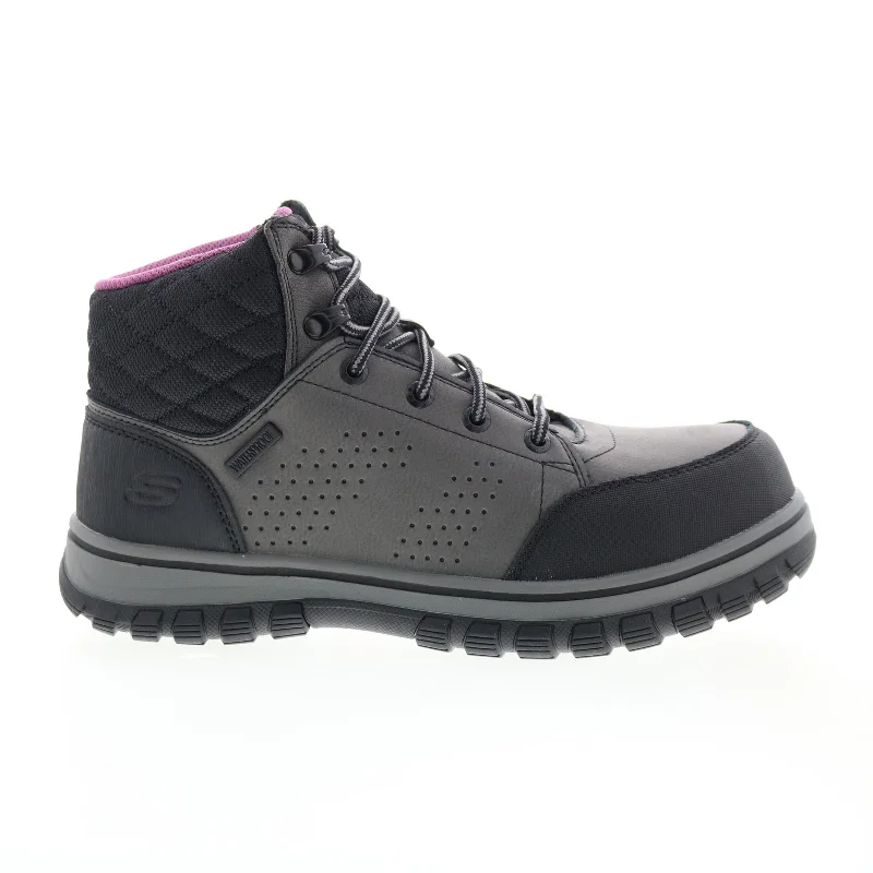 Exclusive Sale Skechers Mccoll Composite Toe 108004 Womens Gray Nubuck Lace Up Work Boots