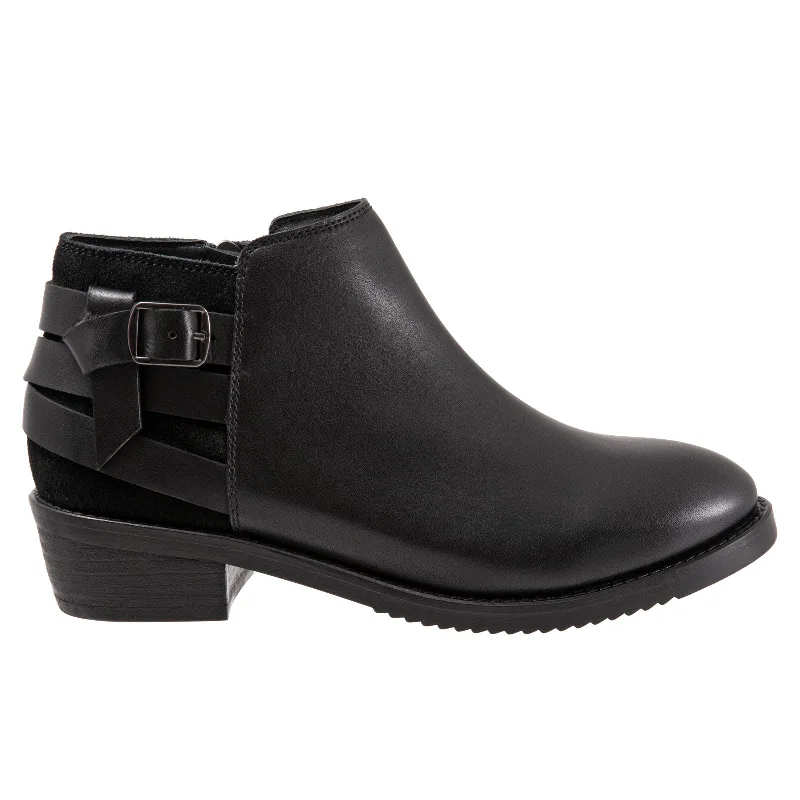 Affordable Shoe Fashion Softwalk Raleigh S2155-001 Womens Black Leather Zipper Ankle & Booties Boots