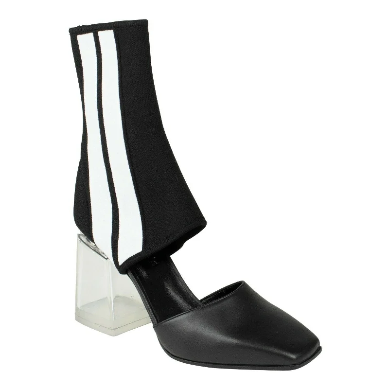 New Styles Just In Striped Sock Cutout Ankle Boots - Black
