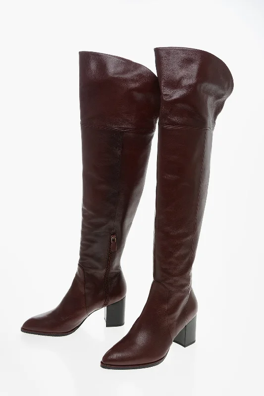 Luxury Streetwear Shoes Stuart Weitzman Squared Heel Raylene Over The Knee Leather Boots 7Cm Luxury Streetwear Shoes Stuart Weitzman Squared Heel Raylene Over The Knee Leather Boots 7Cm