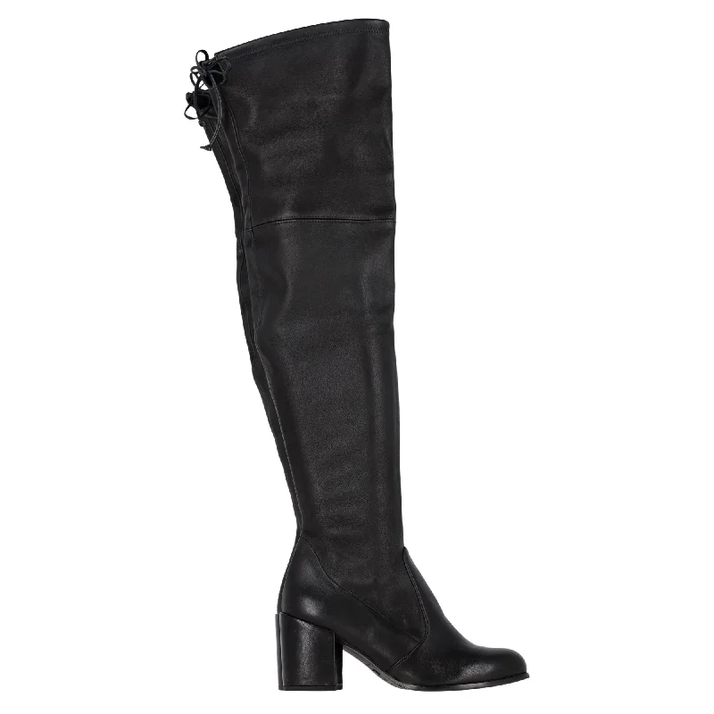 Women's Effortless Slip-Ons Stuart Weitzman Tieland Over-The-Knee Boots in Black Leather
