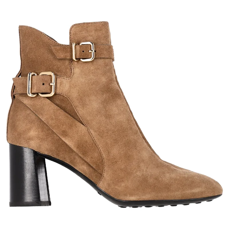 Comfortable Trendy Shoes Tod's Buckled Ankle Boots in Brown Suede