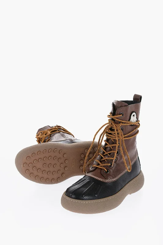 Contemporary Casual Deals Tod's Palm Angels X Moncler Two-Tone Textured Leather Combat Boots