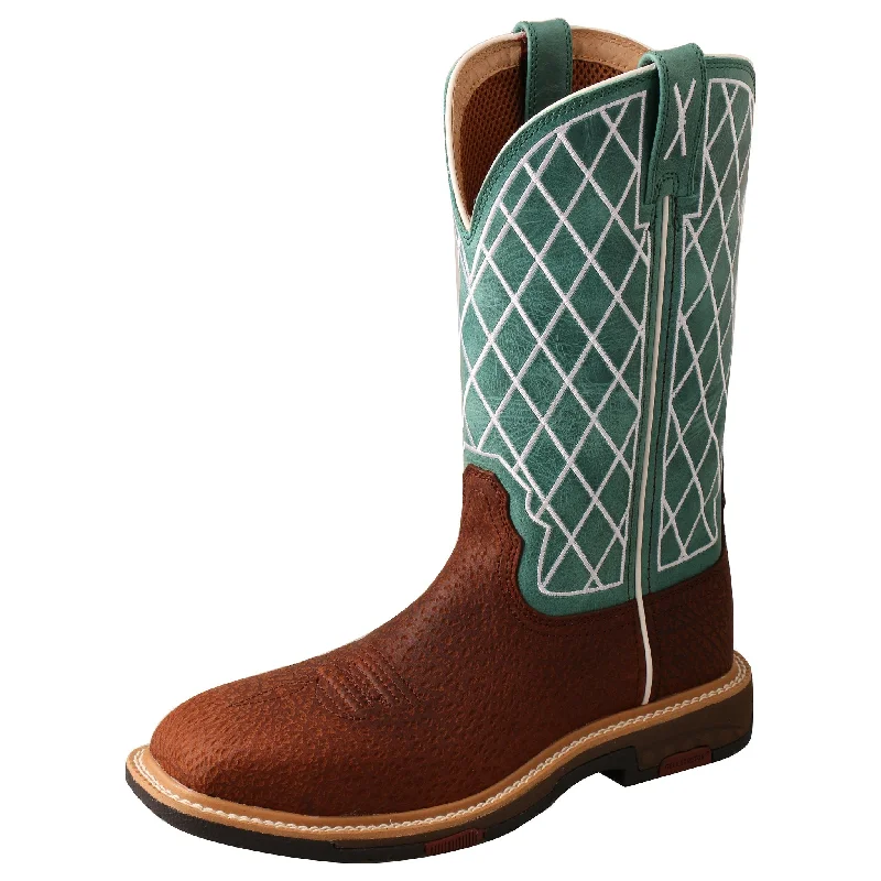 Limited Time Offers Women's Twisted X Brown Turquoise Alloy Safety Square Toe