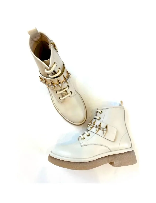 Huge Discounts This Week Women's Alison R Spike Leather Boots In Beige