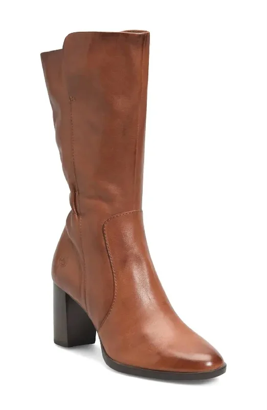 Discount Store Women's Ellen Gathered Back Boot In Brown Leather