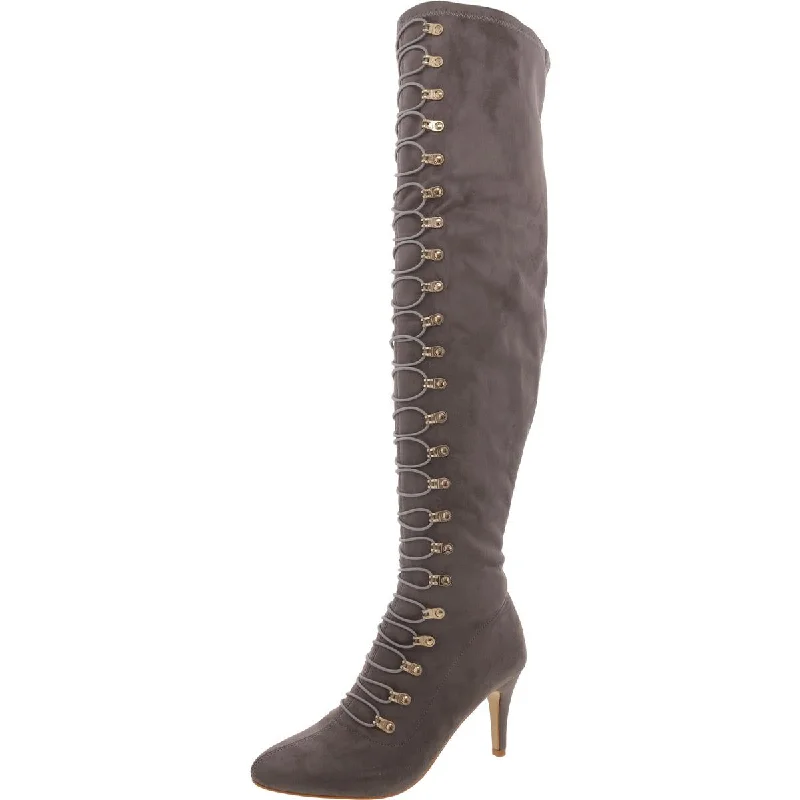 Trend Alert Womens Faux Suede Padded Insole Over-The-Knee Boots
