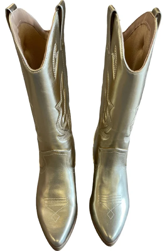 Fashion Casual Shoes Women's Orville Tall Cowboy Boots In Gold