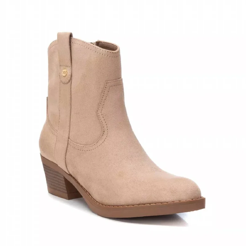 Formal Shoes Deals Women's Suede Italian Western Boots In Beige/khaki