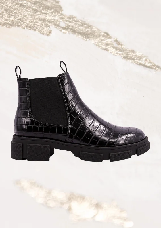 Limited Styles Women's Yohana Croc Combat Boot In Black