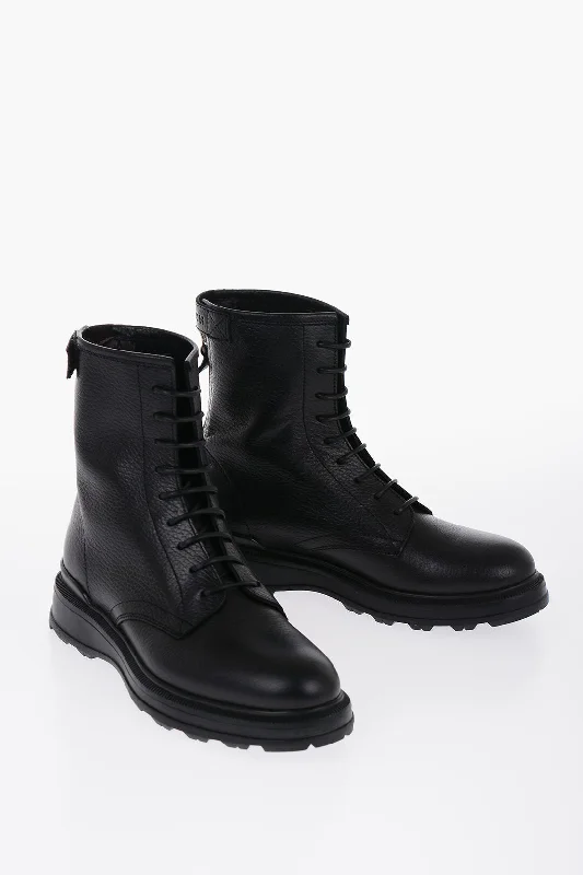 Minimalist Casual Shoes Woolrich Textured Leather Work Boot Combat Boots With Zip