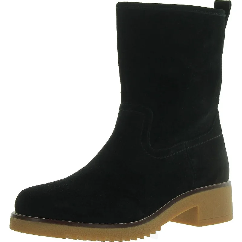 Luxury Casual Footwear Eden Mid Hi Womens Suede Round Toe Mid-Calf Boots