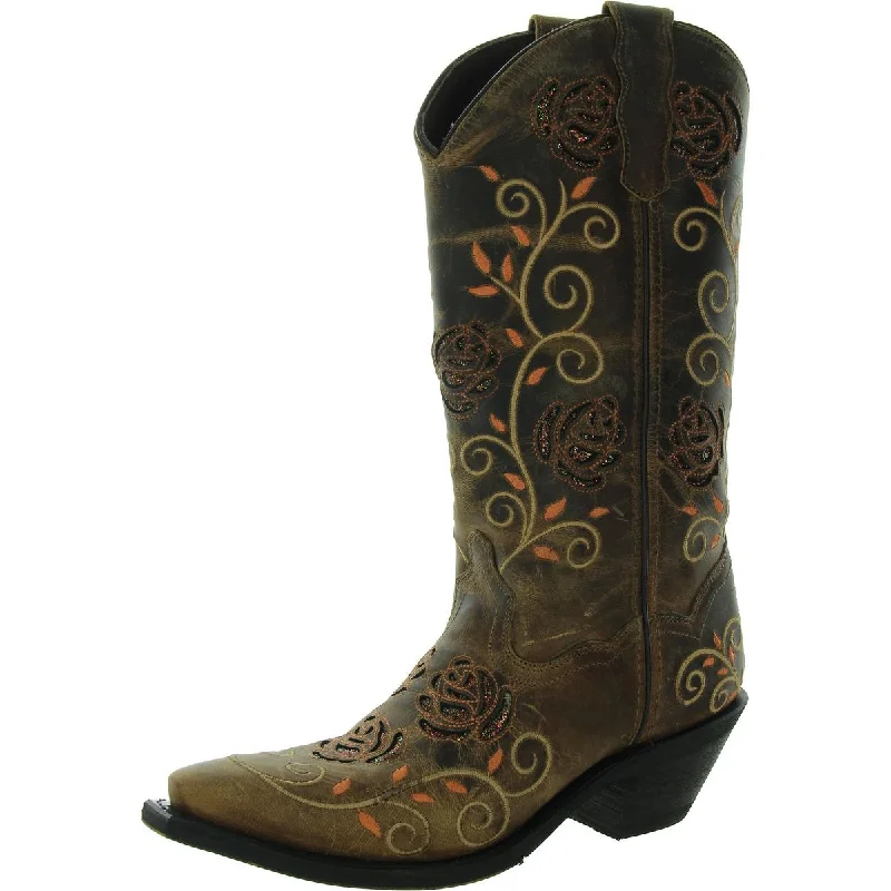 Premium Casual Footwear Womens Leather Pull on Cowboy, Western Boots