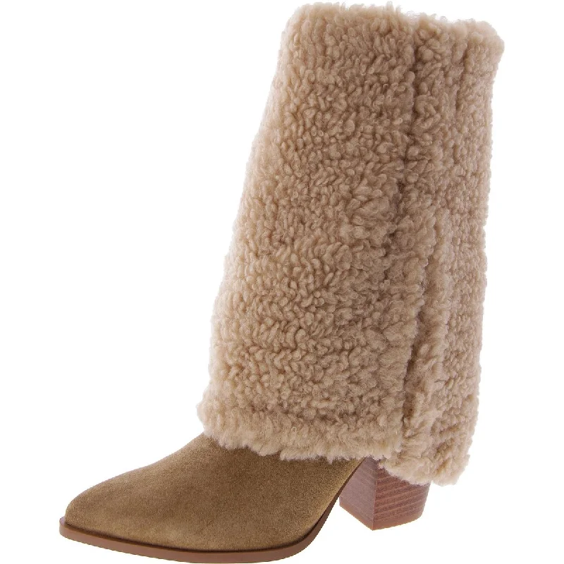 New Season Fashion Preview Sale Livvy-F Womens Faux Shearling Block Heel Mid-Calf Boots