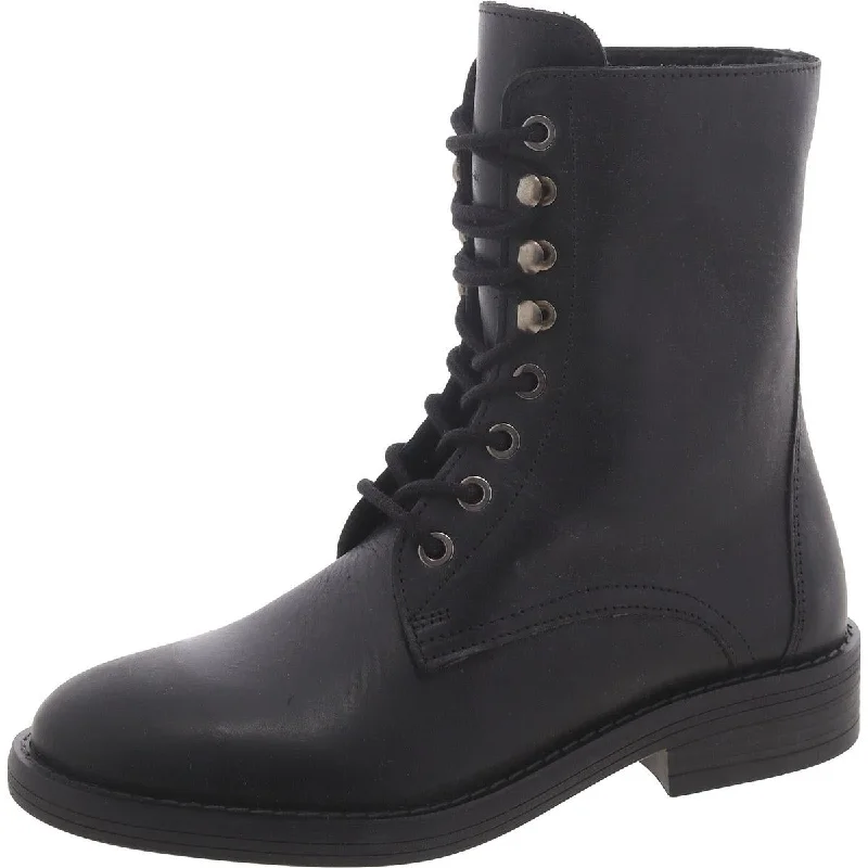 Essentials On Sale Devie Womens Leather Moto Combat & Lace-Up Boots